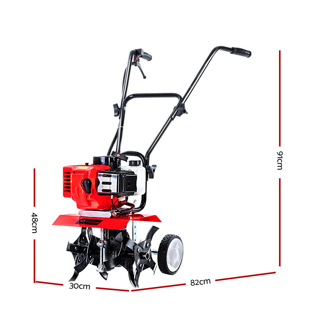 Giantz 65CC Tiller Garden Cultivator Rototiller 4 Blades Soil Plower Mini Rotary Hoe