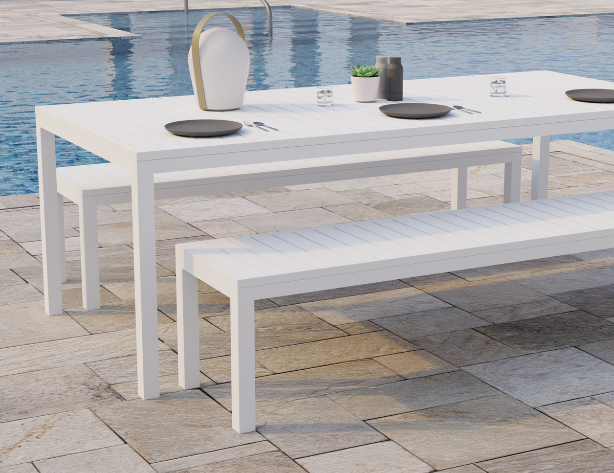 Tulip Bench Seat Outdoor White 190cm