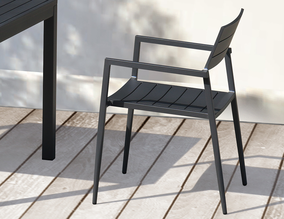 Tulip Outdoor Chair Charcoal with Dark Grey Cushion