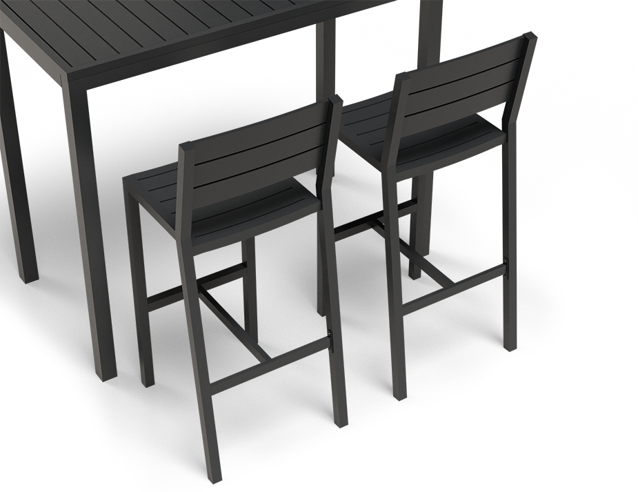 Tulip Outdoor Stool with Backrest Charcoal