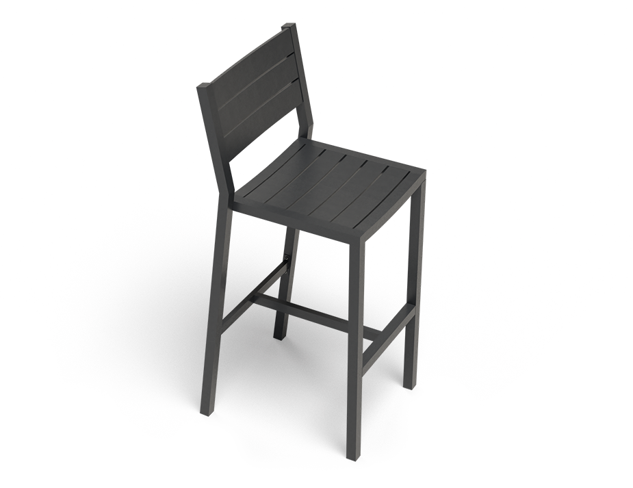 Tulip Outdoor Stool with Backrest Charcoal