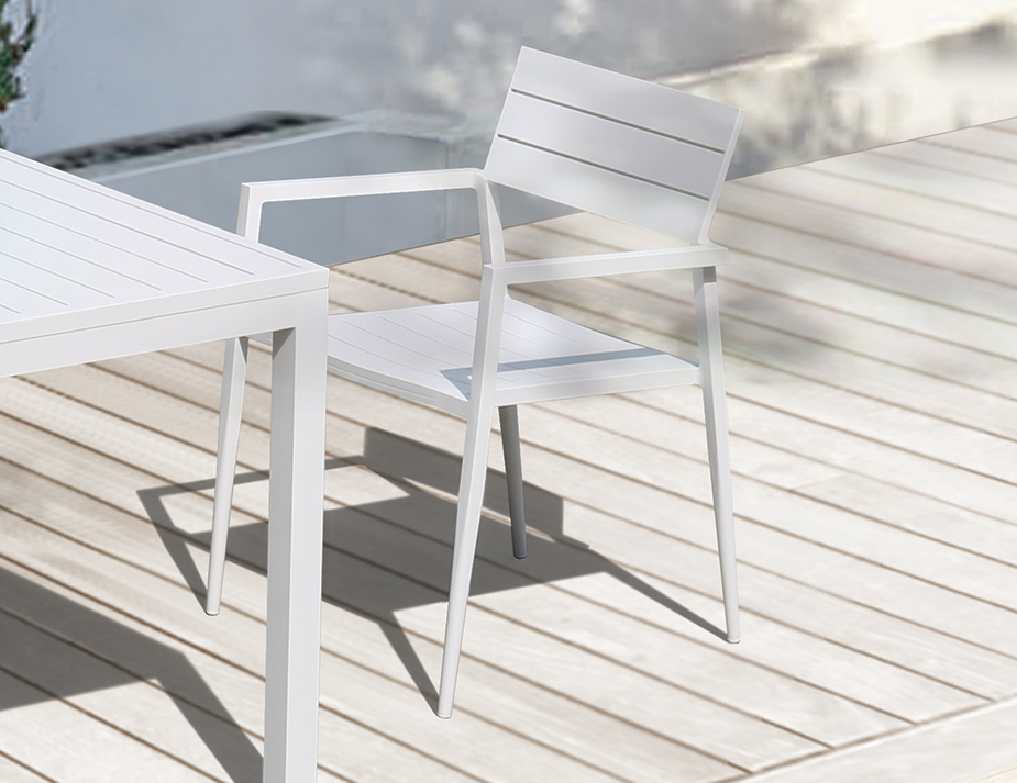 Tulip Outdoor Chair White With Dark Grey Cushion