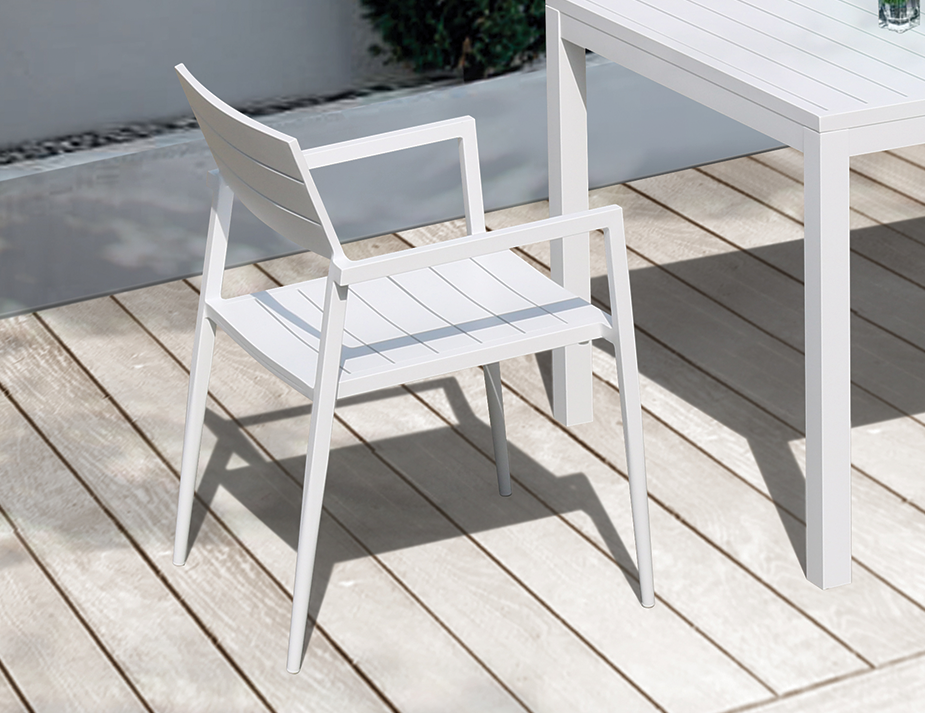 Tulip Outdoor Chair White With Dark Grey Cushion