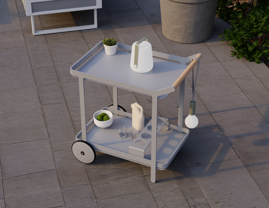 Lilac Outdoor Bar Cart Matt Silver Grey