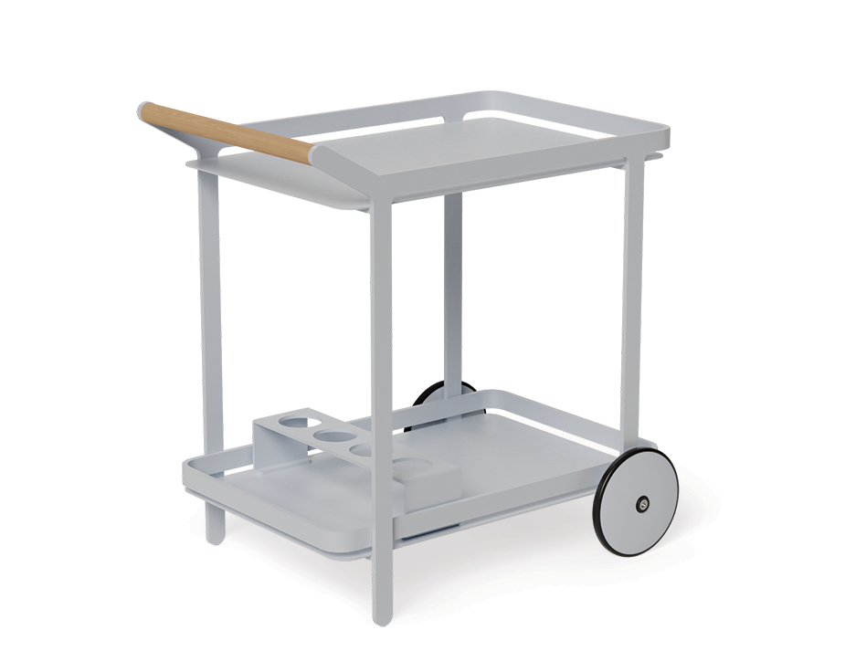 Lilac Outdoor Bar Cart Matt Silver Grey