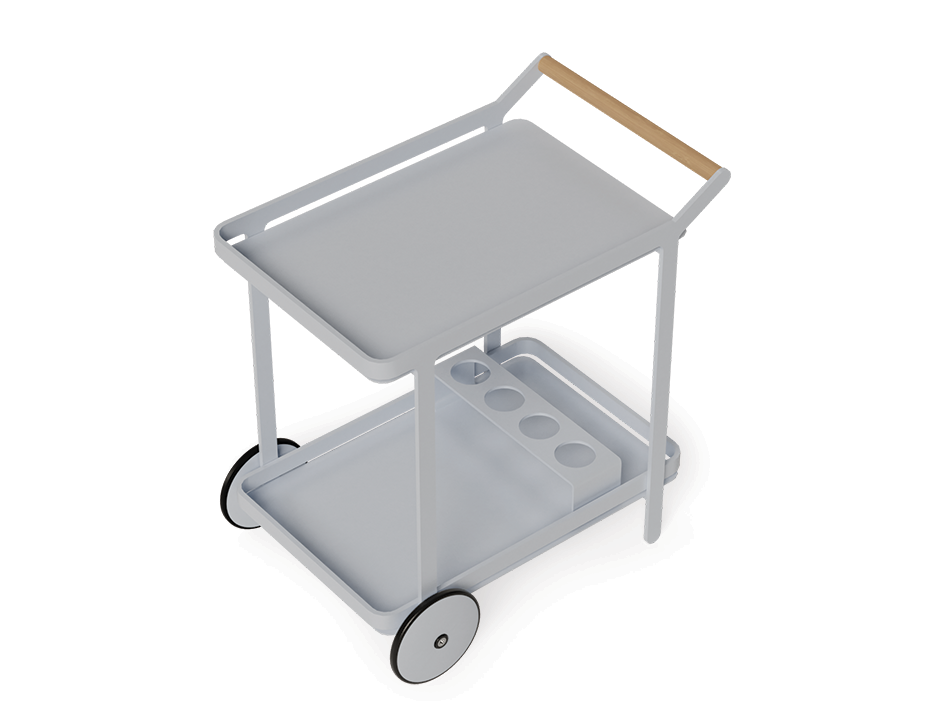 Lilac Outdoor Bar Cart Matt Silver Grey