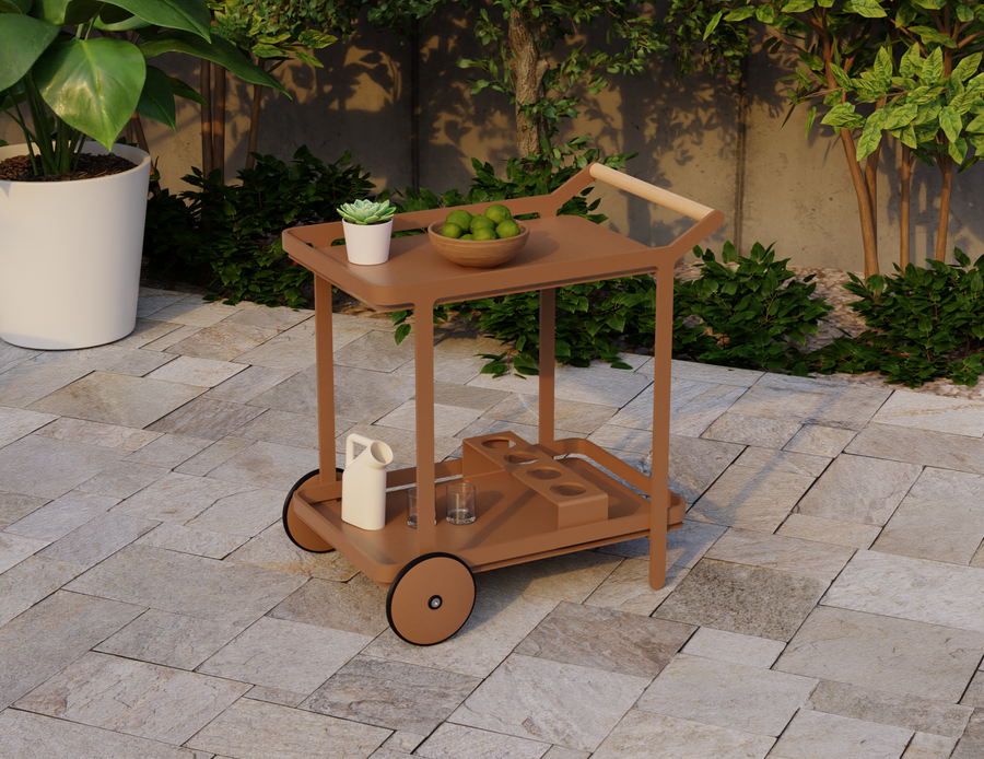 Lilac Outdoor Bar Cart Terracotta