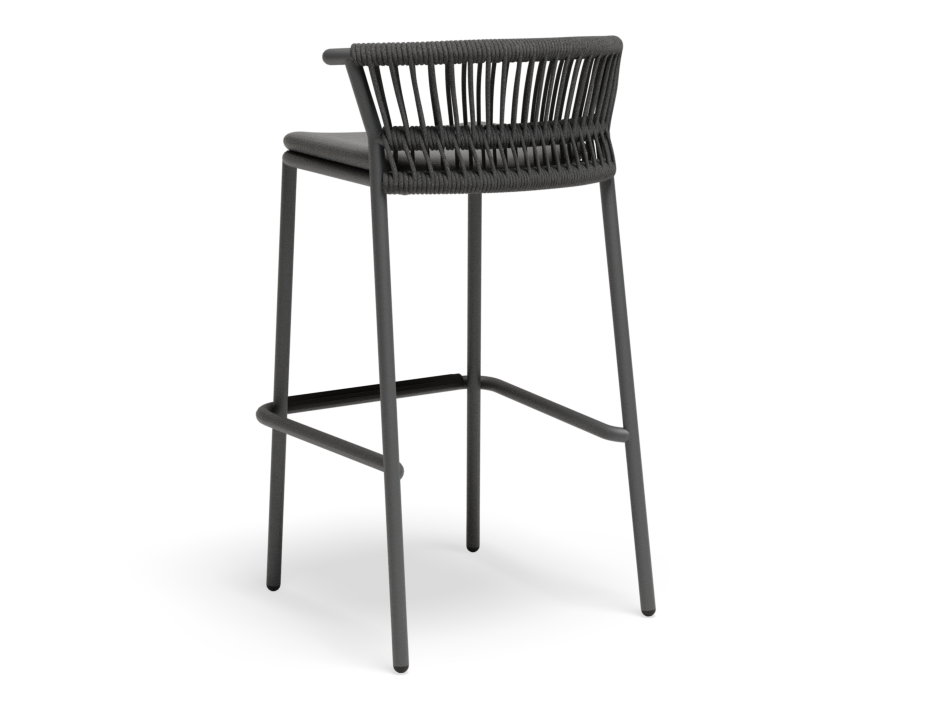 Peony Outdoor Stool Charcoal with Dark Grey Cushion