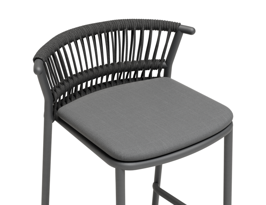 Peony Outdoor Stool Charcoal with Dark Grey Cushion