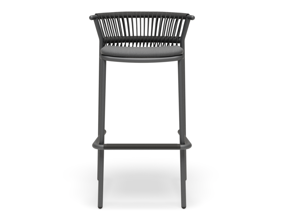 Peony Outdoor Stool Charcoal with Dark Grey Cushion