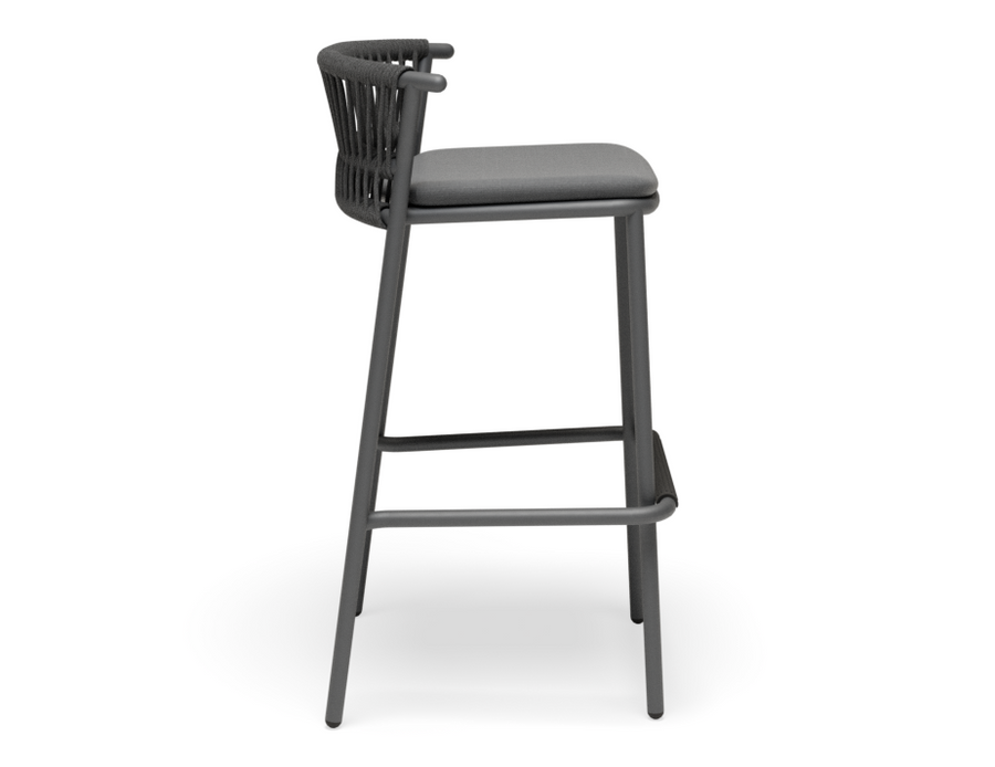 Peony Outdoor Stool Charcoal with Dark Grey Cushion