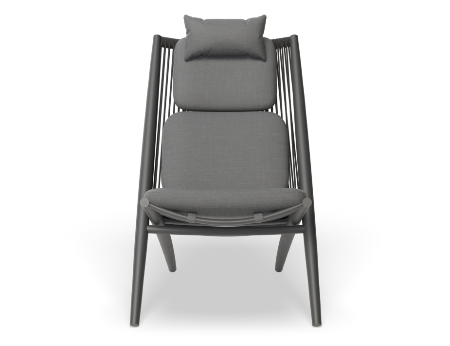 Peony Lounge Chair Outdoor Charcoal with Dark Grey Cushion