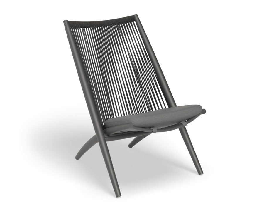 Peony Lounge Chair Outdoor Charcoal with Dark Grey Cushion