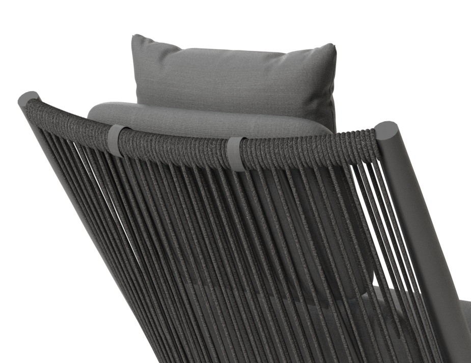 Peony Lounge Chair Outdoor Charcoal with Dark Grey Cushion