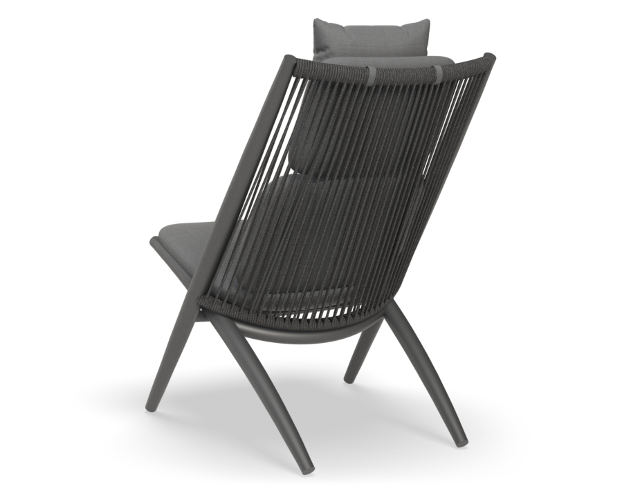 Peony Lounge Chair Outdoor Charcoal with Dark Grey Cushion