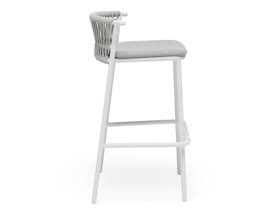 Peony Stool White with Light Grey Cushion