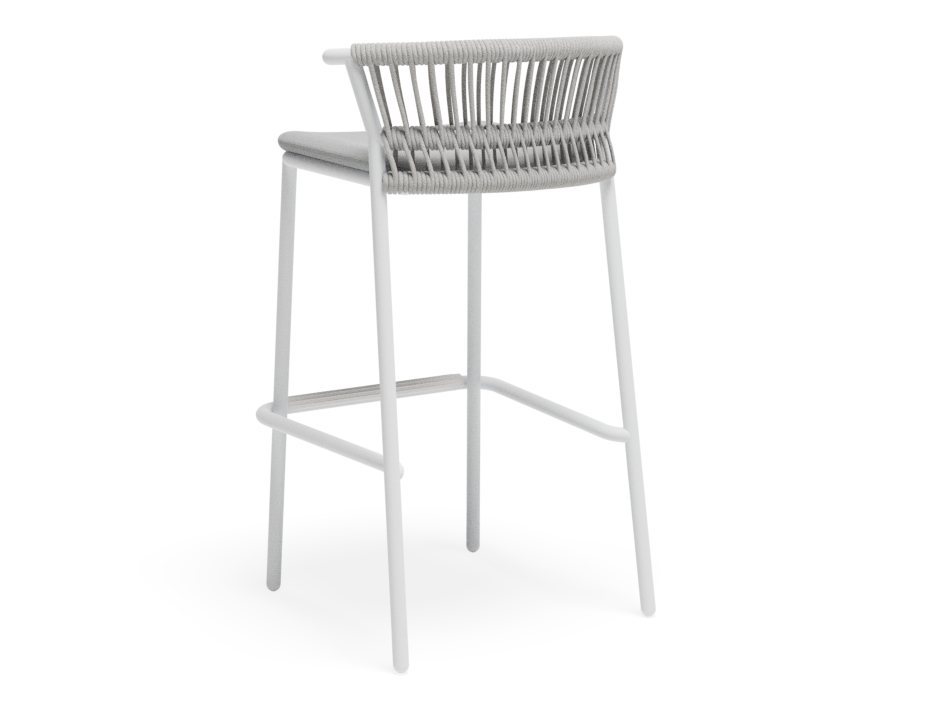 Peony Stool White with Light Grey Cushion