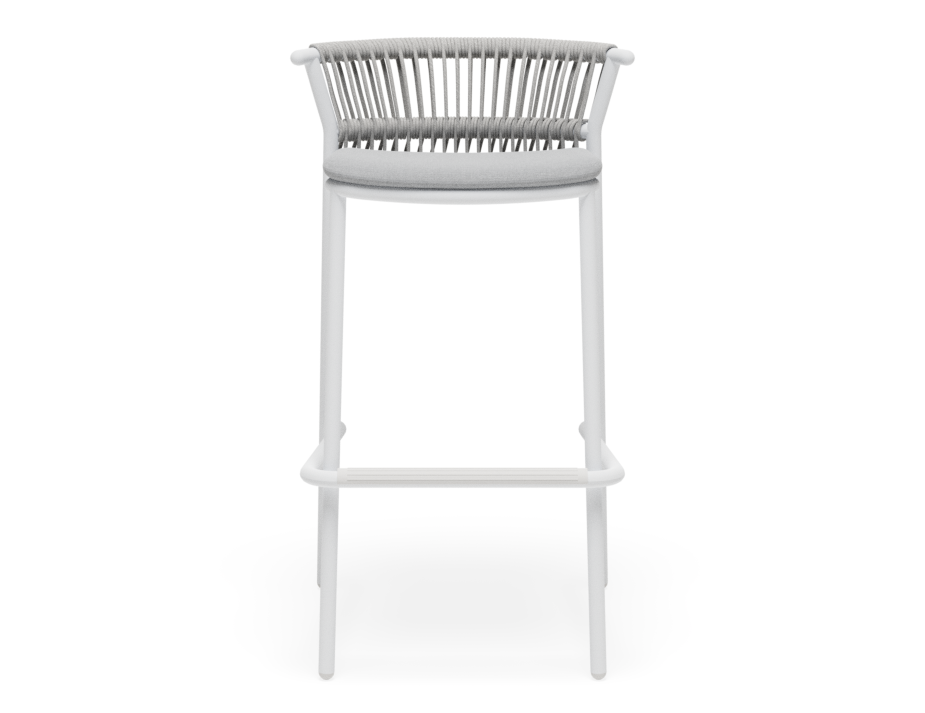 Peony Stool White with Light Grey Cushion