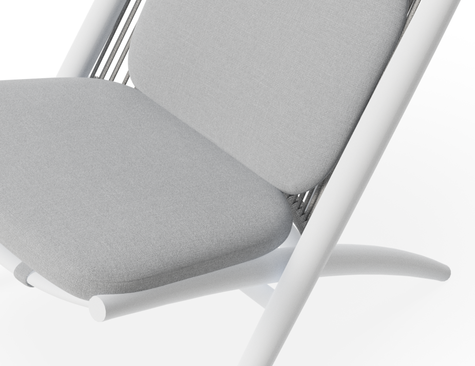 Peony Lounge Chair Outdoor White with Light Grey Cushion