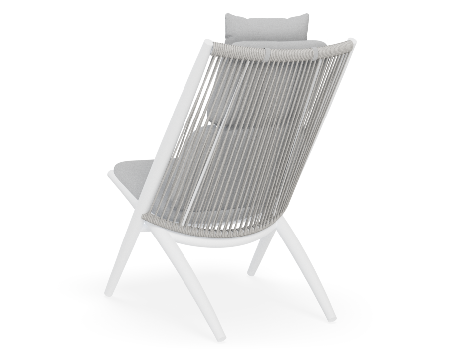 Peony Lounge Chair Outdoor White with Light Grey Cushion