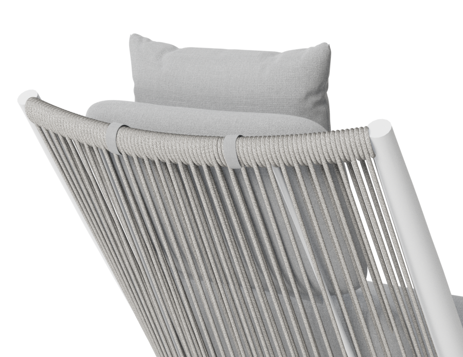 Peony Lounge Chair Outdoor White with Light Grey Cushion