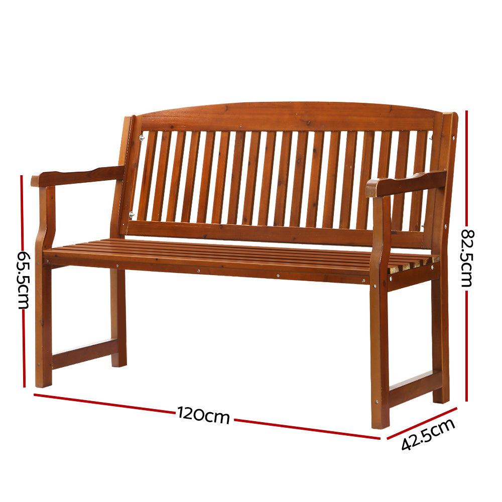 Gardeon Outdoor Garden Bench Wooden 2 Seater Lounge Chair Patio Furniture Brown