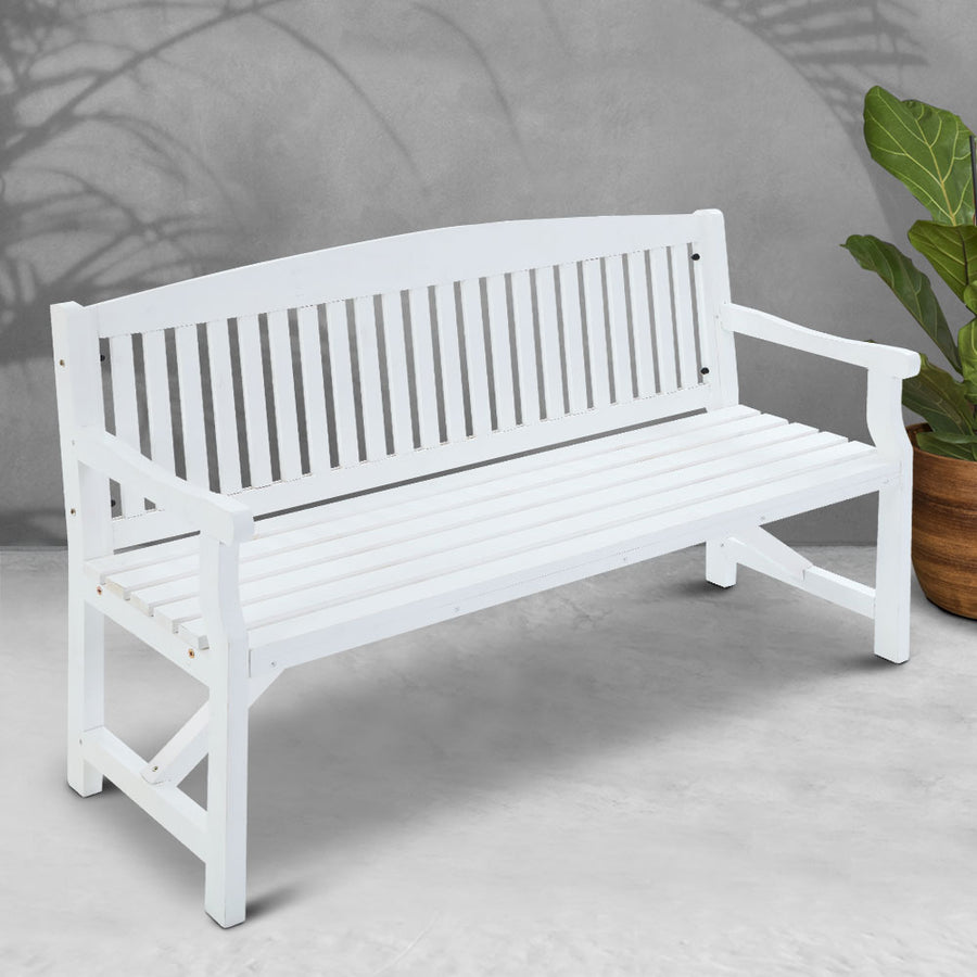 Gardeon 5FT Outdoor Garden Bench Wooden 3 Seat Chair Patio Furniture White