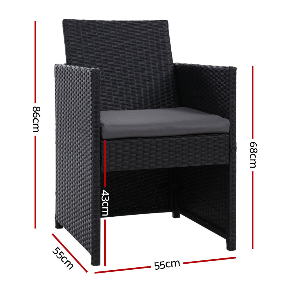 Gardeon 2PC Outdoor Dining Chairs Patio Furniture Wicker Garden Cushion Hugo