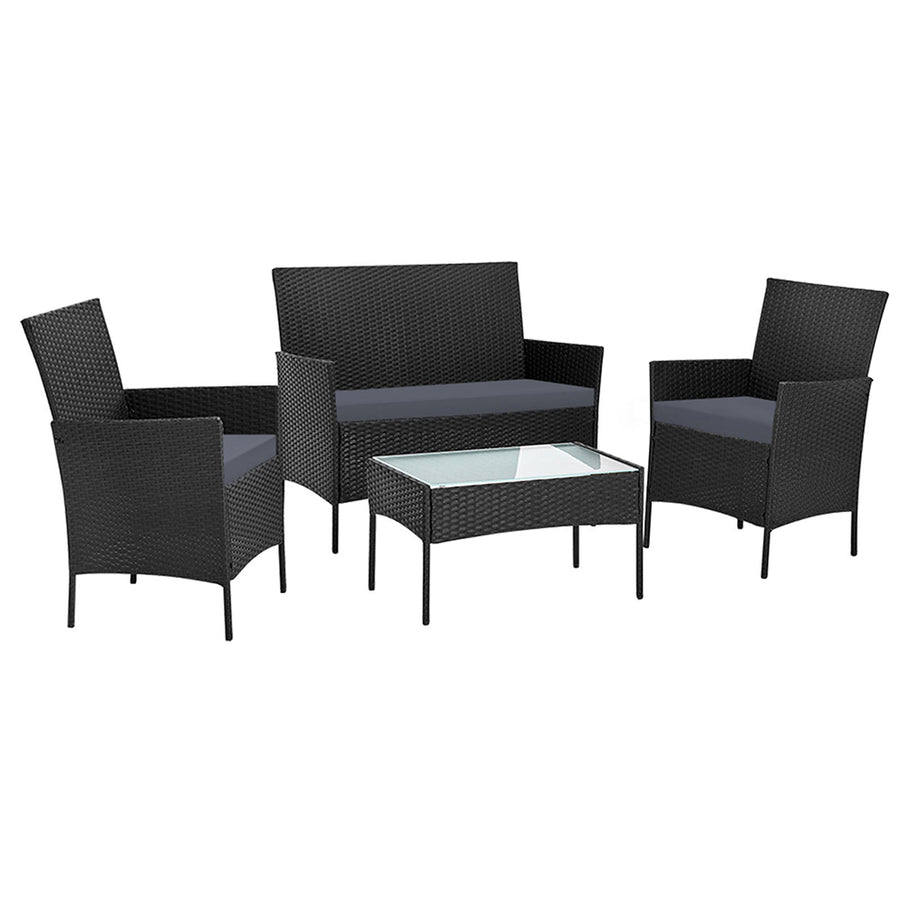 Gardeon 4 Piece Outdoor Lounge Setting Patio Furniture Sofa Set Black Cover