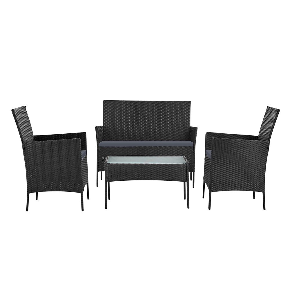 Gardeon 4 Piece Outdoor Lounge Setting Patio Furniture Sofa Set Grey