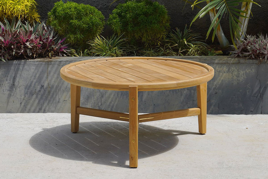 Solid Natural Teak Outdoor Round Coffee Table - 80cm