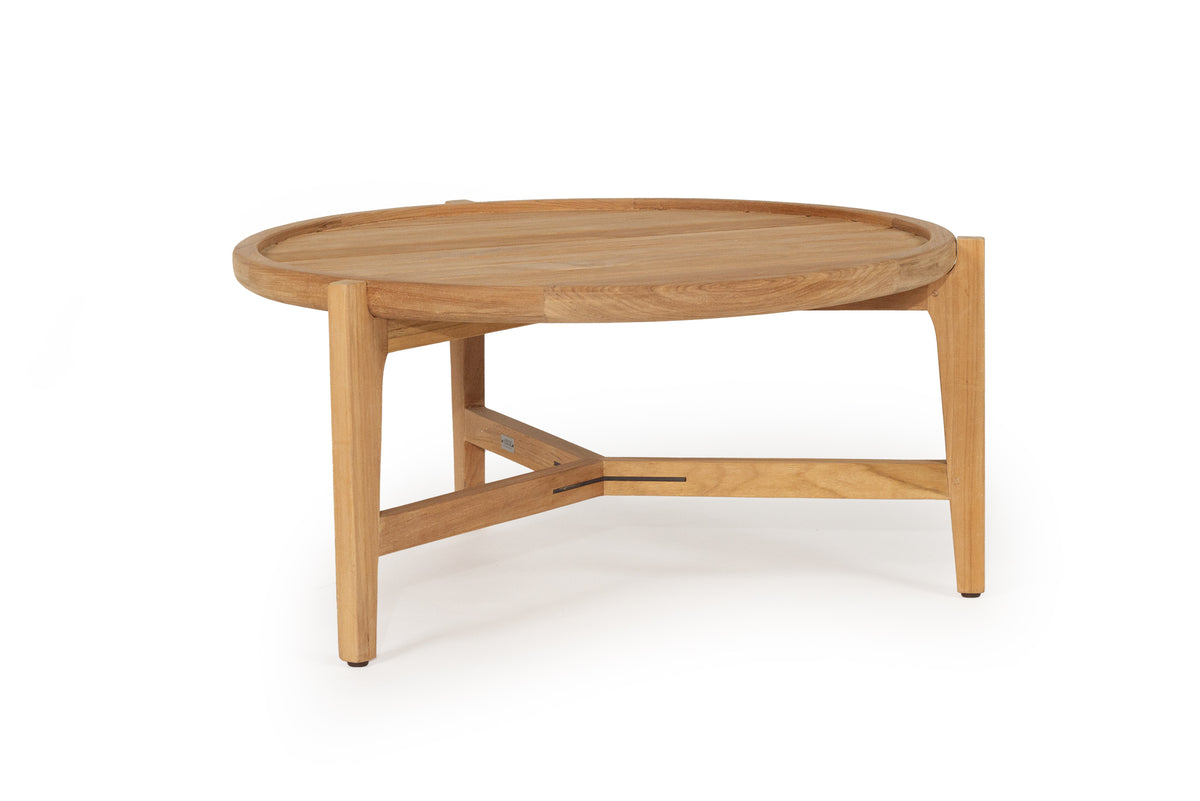 Solid Natural Teak Outdoor Round Coffee Table - 80cm