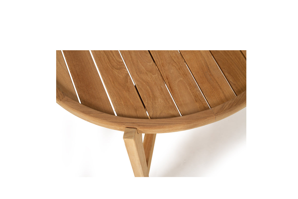 Solid Natural Teak Outdoor Round Coffee Table - 80cm