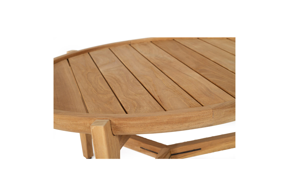 Solid Natural Teak Outdoor Round Coffee Table - 80cm