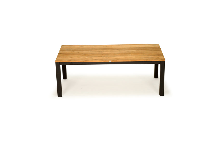 Teak Wooden Outdoor Extension Table 2.3m Black Frame Leg