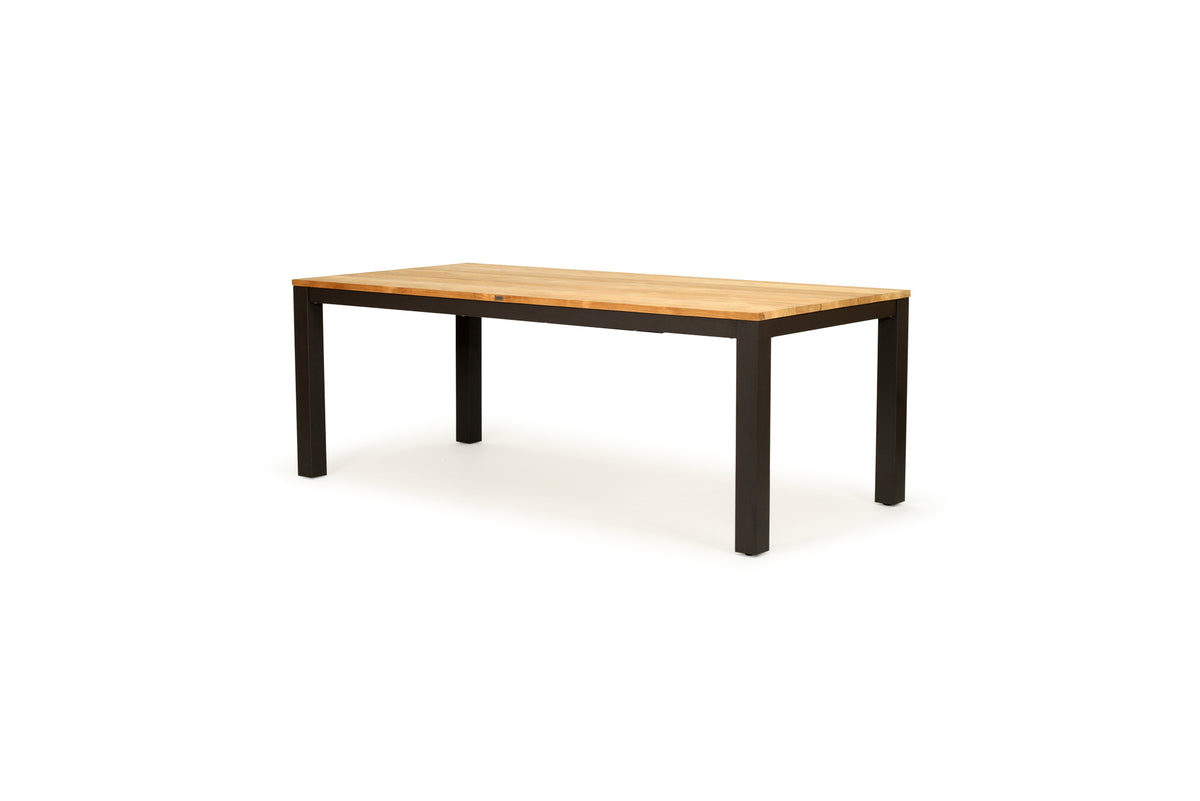 Teak Wooden Outdoor Extension Table 2.3m Black Frame Leg