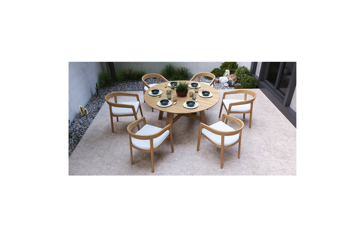 Solid Natural Teak Outdoor Round Table - 150cm