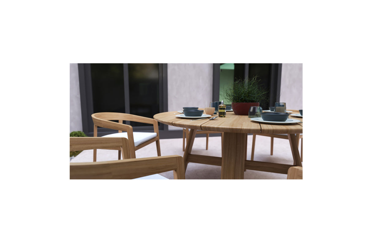 Solid Natural Teak Outdoor Round Table - 150cm