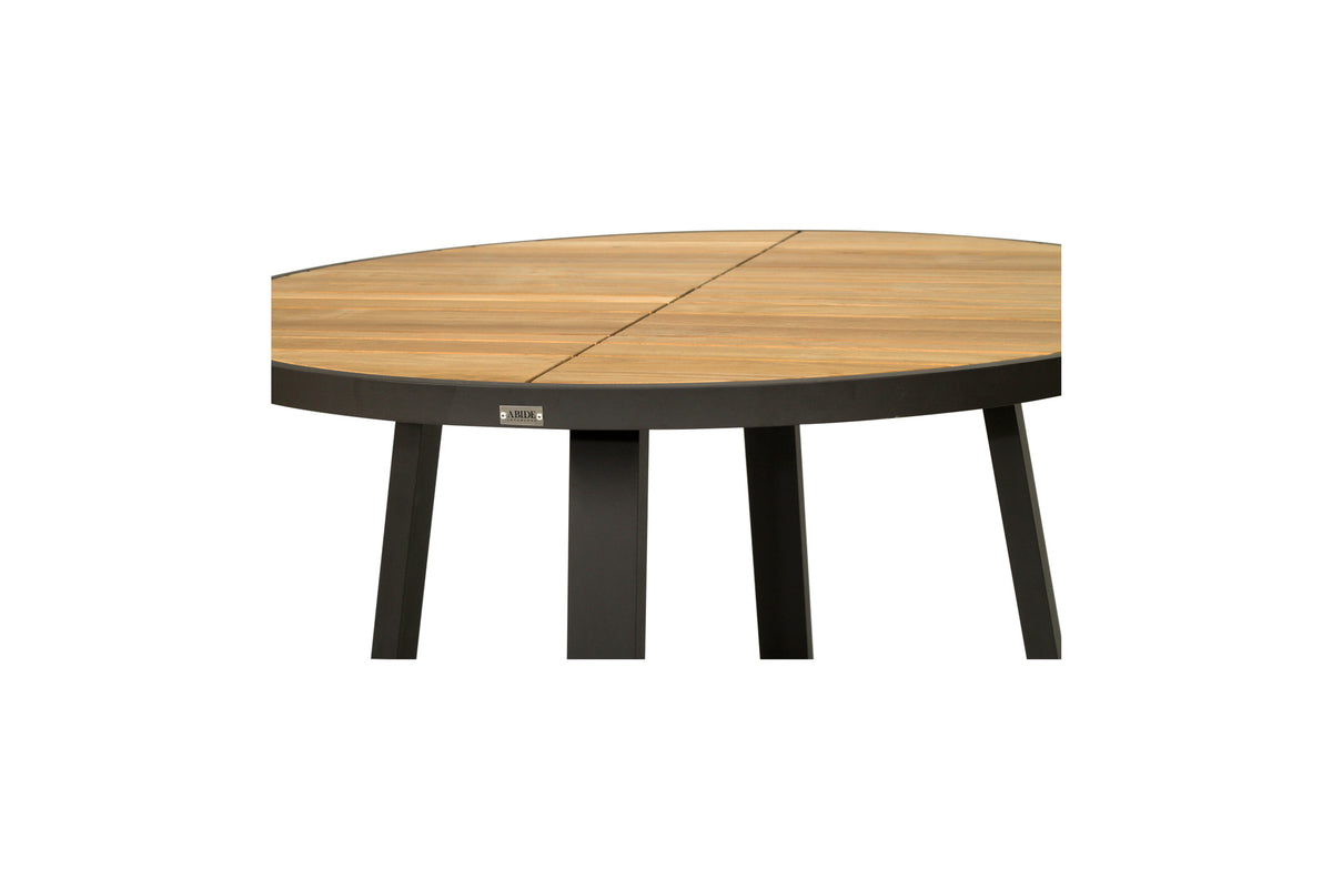 Jasmine Woody Outdoor Round Dining Table with Black Leg - 125cm