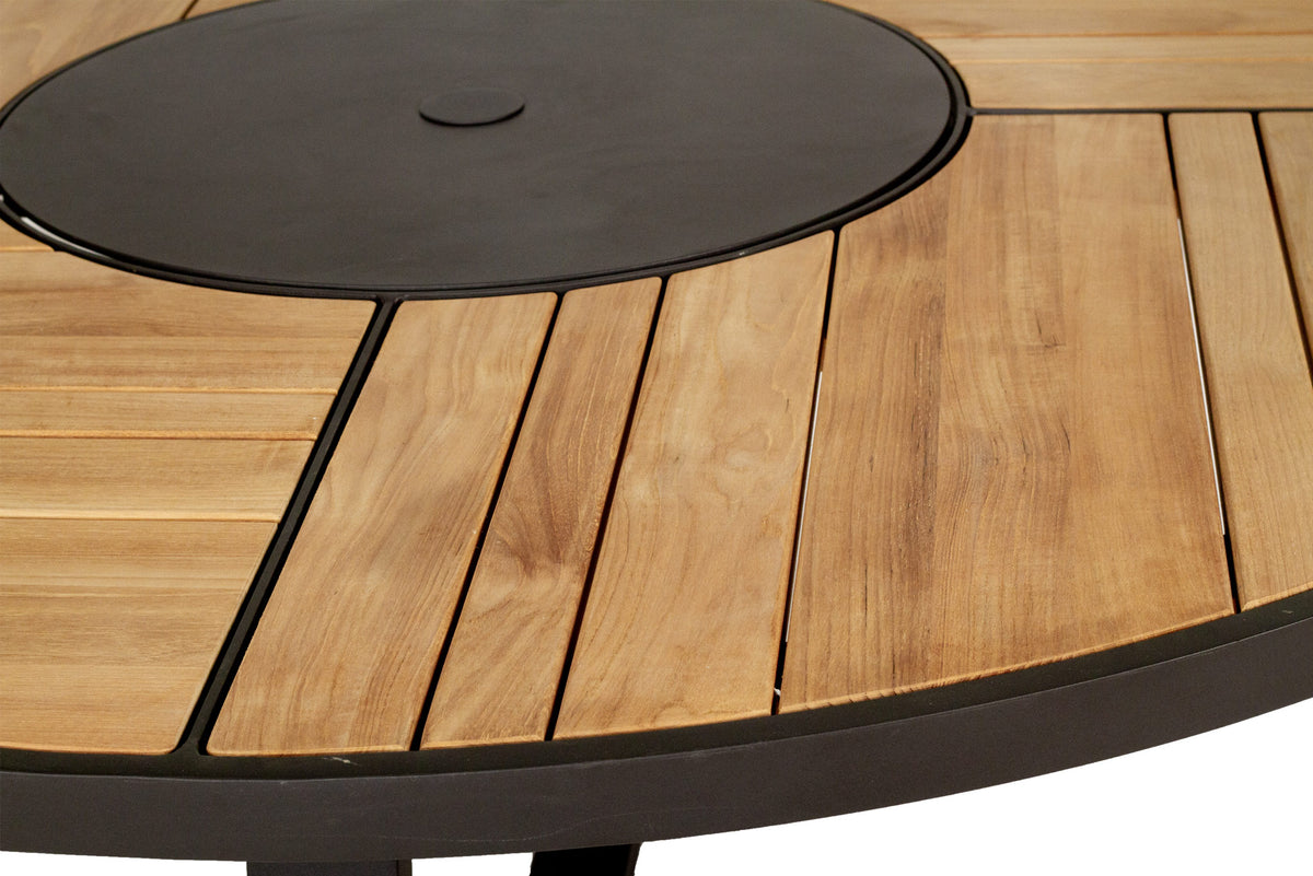 Jasmine Woody Outdoor Round Dining Table with Black Leg - 160cm