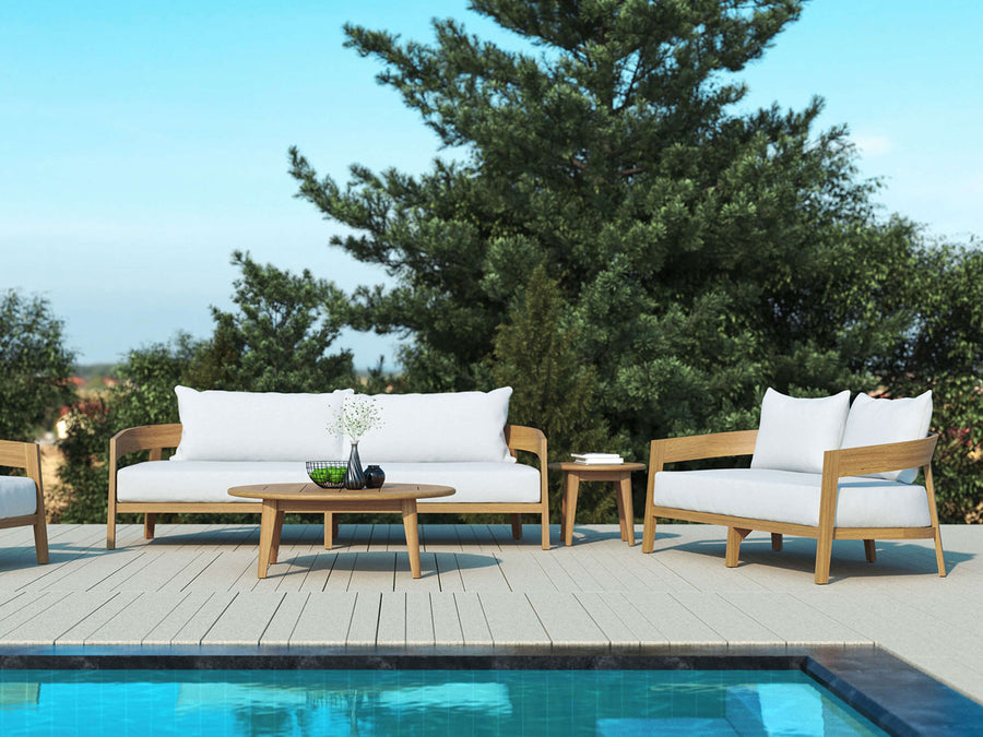 Solid Natural Teak Outdoor Sofa 1 Seat Natural