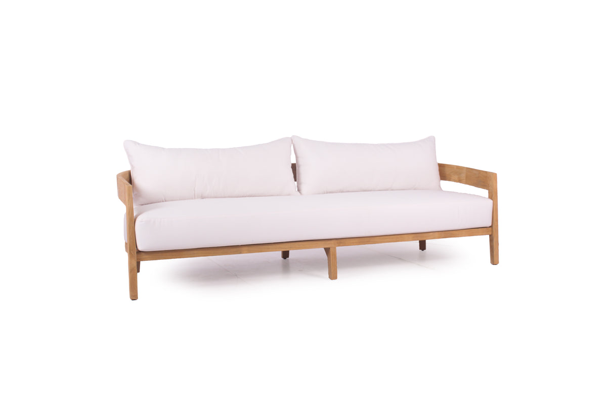 Solid Natural Teak Outdoor Sofa - 3 Seater