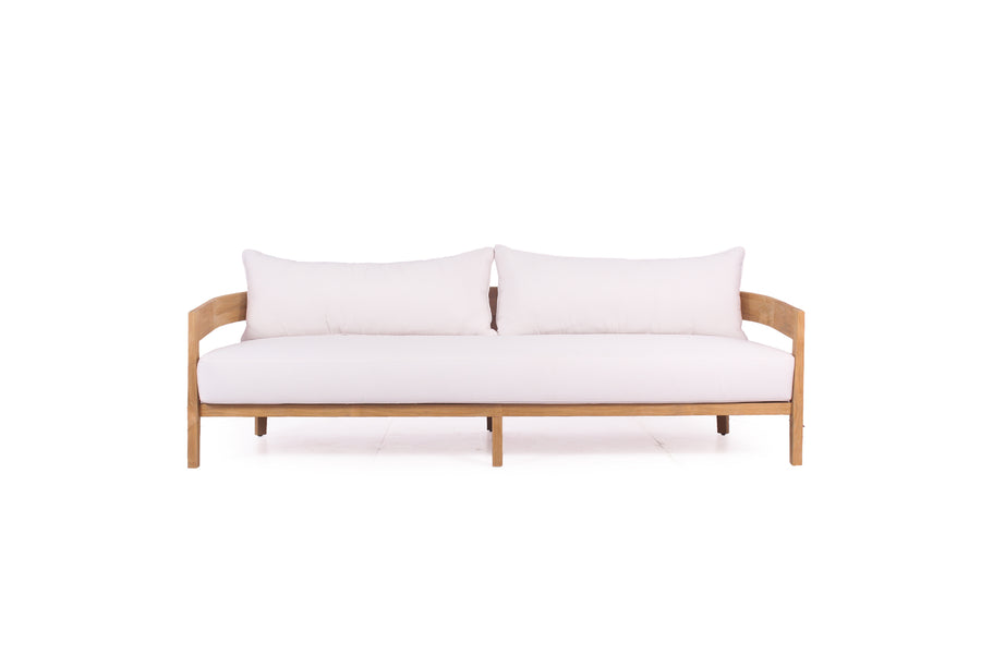 Solid Natural Teak Outdoor Sofa - 3 Seater