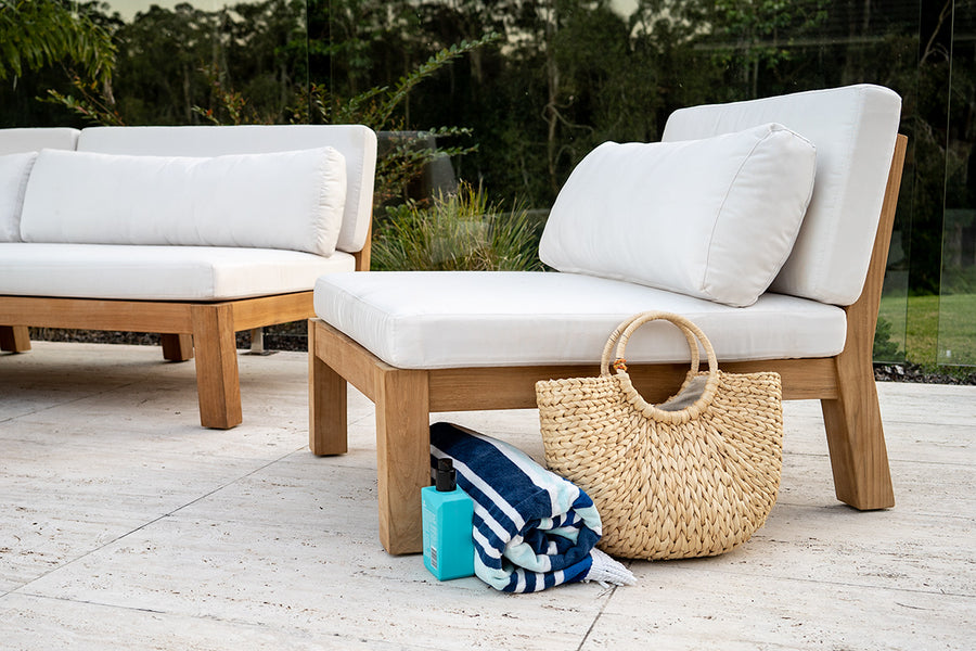 Orchid Cube Style Outdoor Sofa 1 Seater Natural