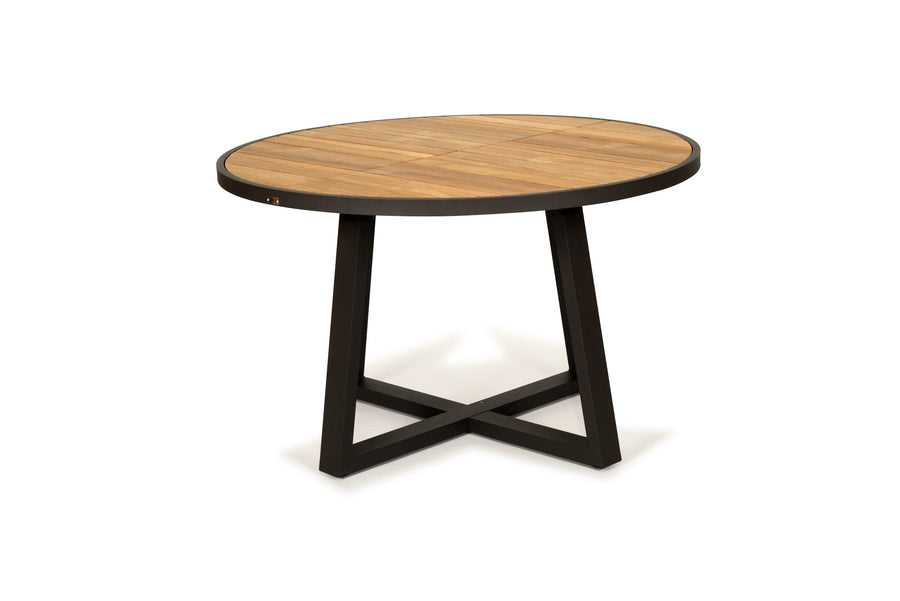 Jasmine Woody Outdoor Round Dining Table with Black Leg - 125cm