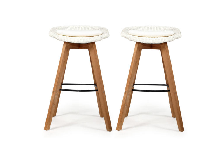 Amaryllis Outdoor Backless Counter Stool White – Set of 2