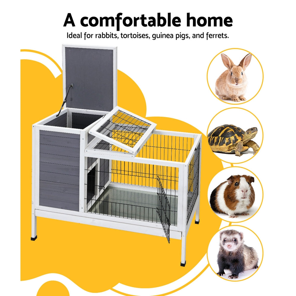 i.Pet Rabbit Hutch 97cm x 49cm x 86cm Chicken Coop Large Run Wooden Outdoor Cage House