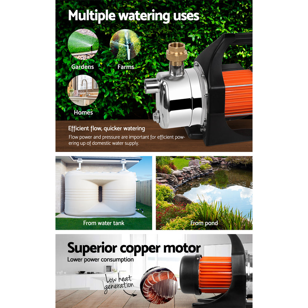 Giantz Garden Water Pump High Pressure 1500W Tank Rain Farm Irrigation House