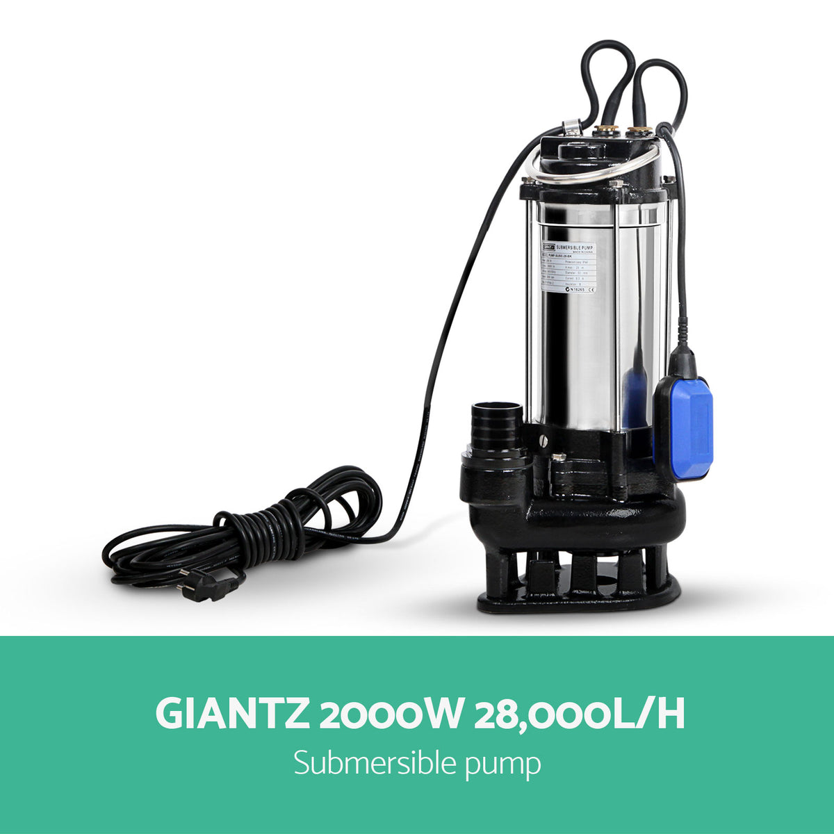 Giantz Garden Submersible Pump 2000W Dirty Water Bore Tank Well Steel Sewerage