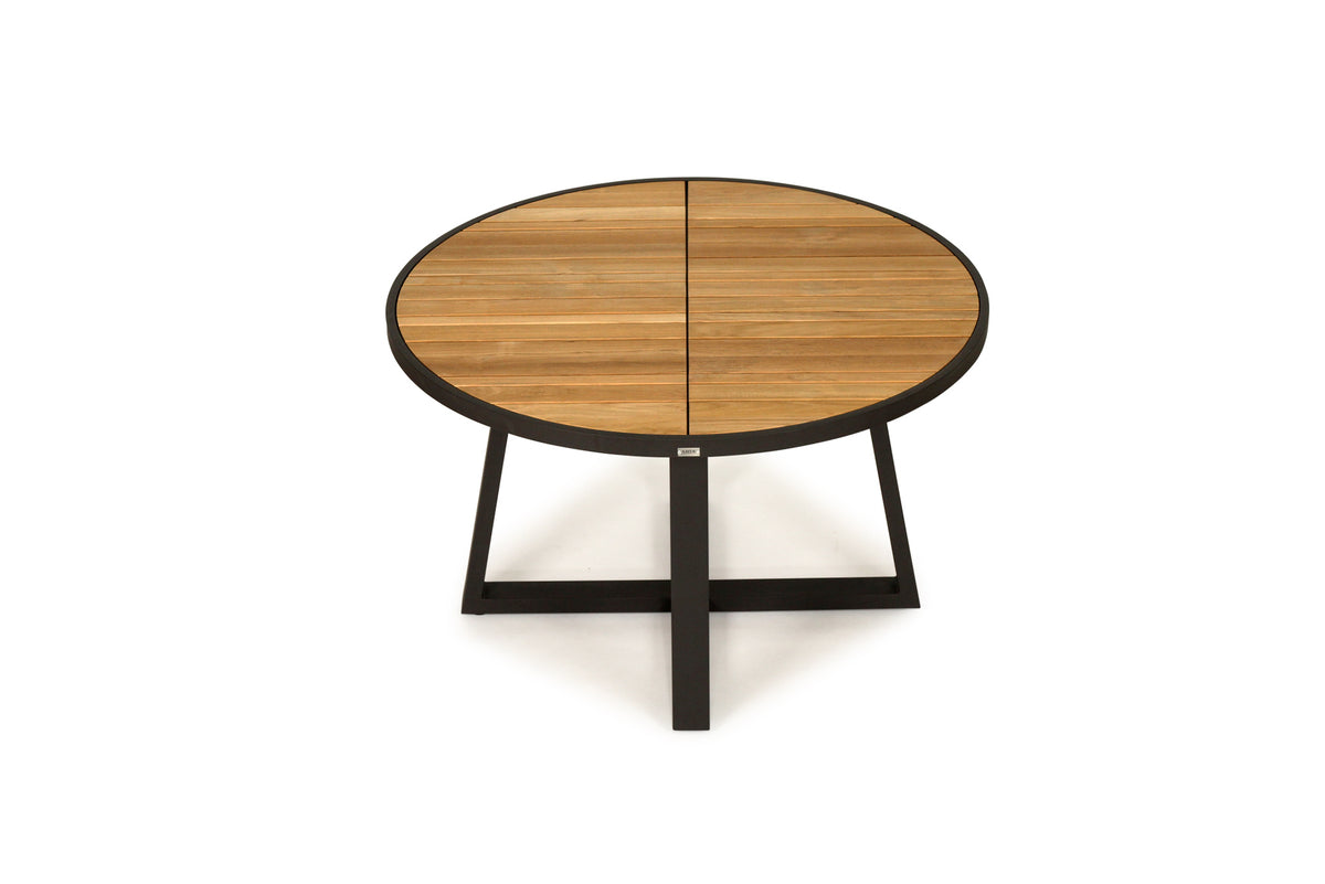 Jasmine Woody Outdoor Round Dining Table with Black Leg - 125cm